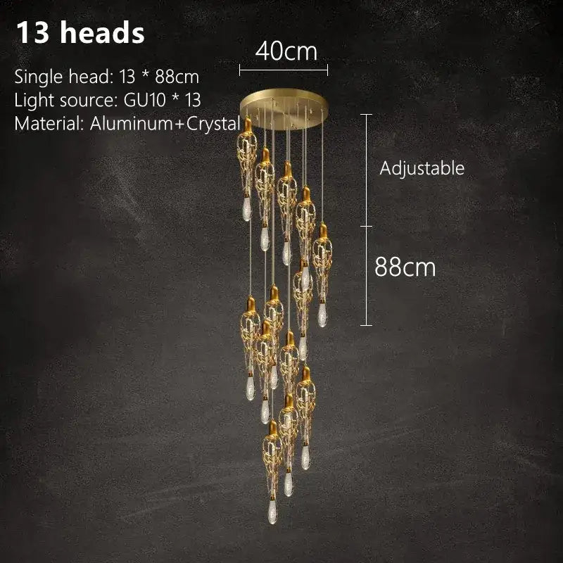 Modern gold branch art cage crystal chandelier dining room light