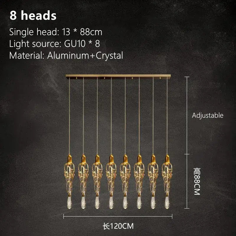 Modern gold branch art cage crystal chandelier dining room light