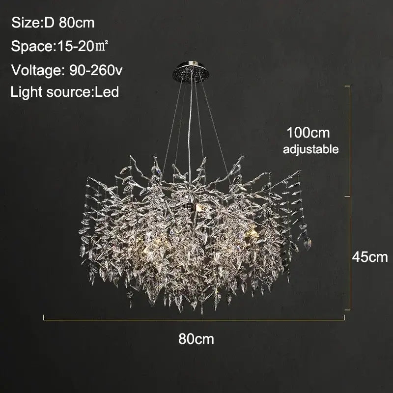 Modern gold branch crystal chandelier dining room led light