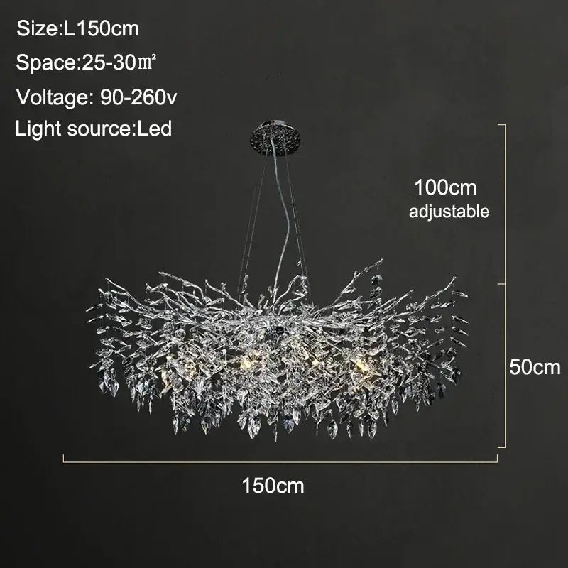 Modern gold branch crystal chandelier dining room led light