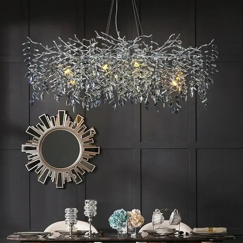 Modern gold branch crystal chandelier dining room led light