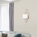 Modern gold branch wall sconce bedroom light with pink crystal accent
