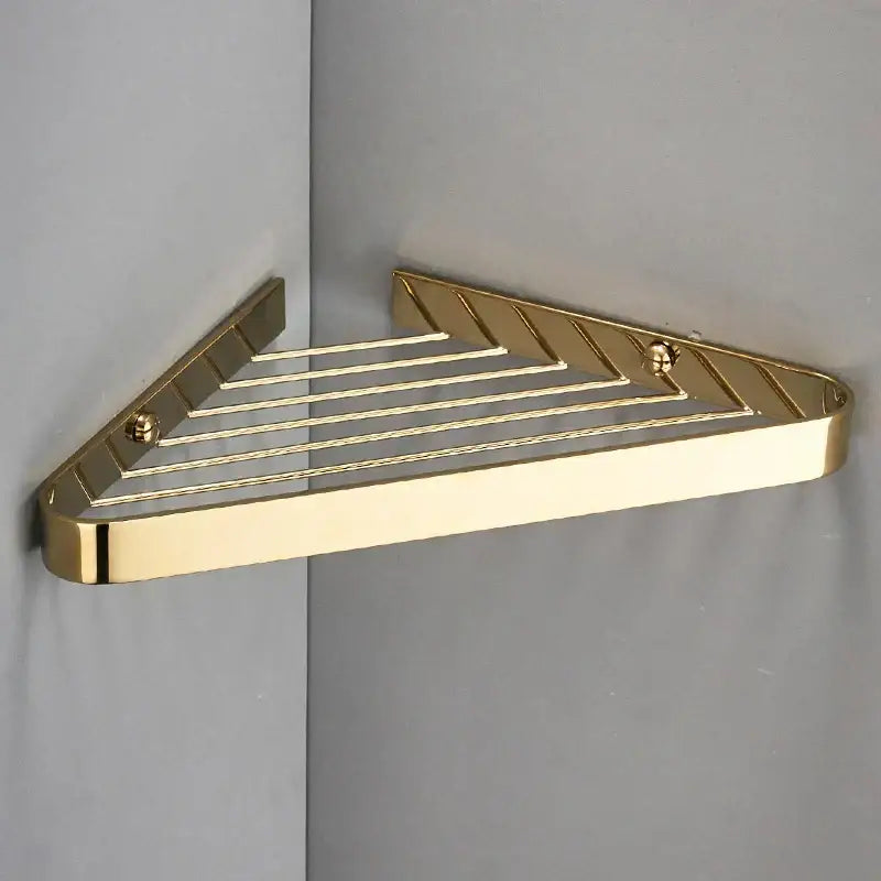Modern gold brass bathroom shower rack with hooks – bathroom shelf