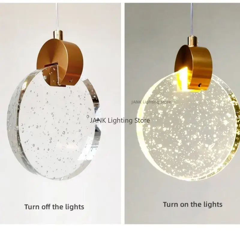 Modern gold bubble crystal ceiling pendant light for villa staircase