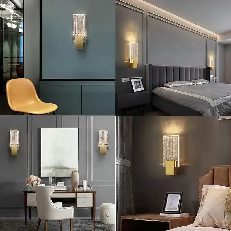 Modern gold bubble crystal led wall sconces living room light