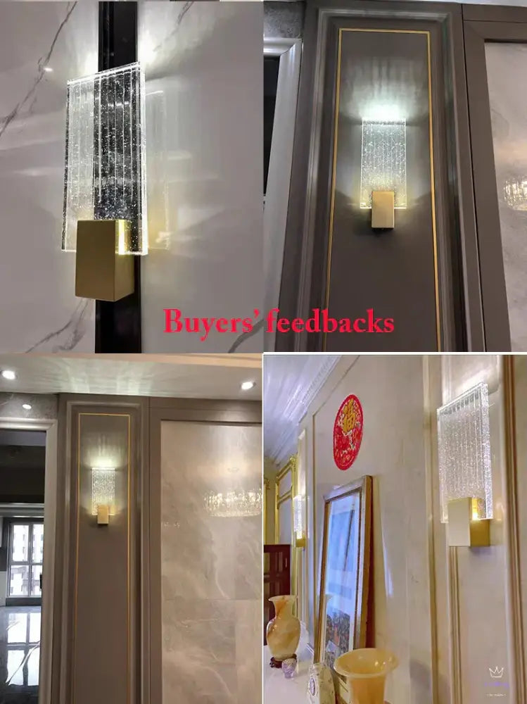 Modern gold bubble crystal led wall sconces living room light