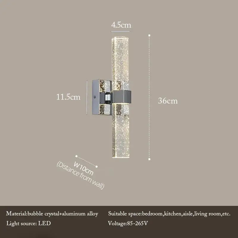 Modern gold bubble crystal led wall sconces living room light