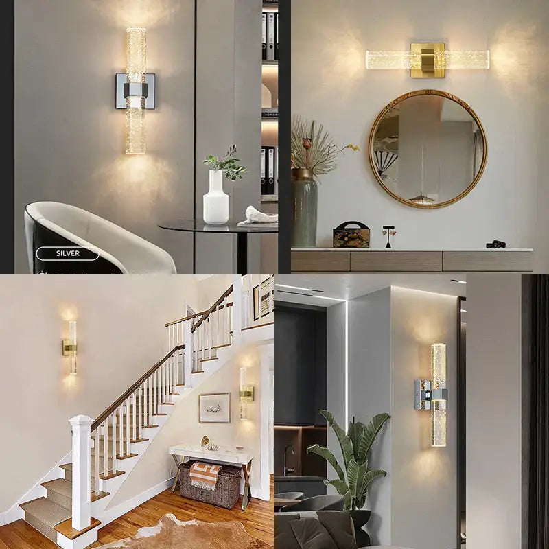 Modern gold bubble crystal led wall sconces living room light