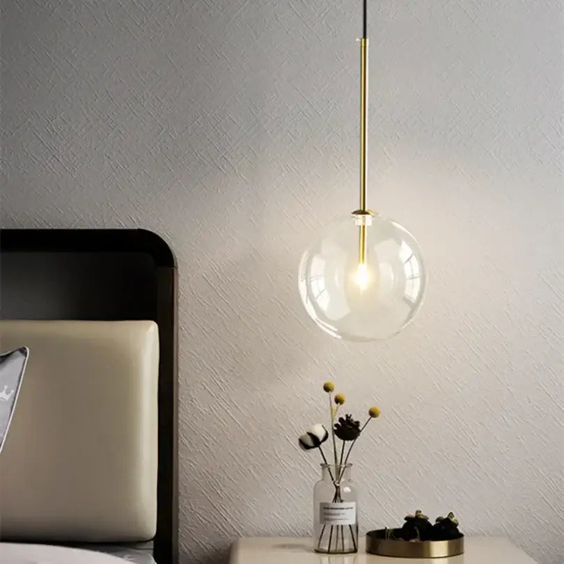 Modern gold bubble glass ball pendant light for kitchen