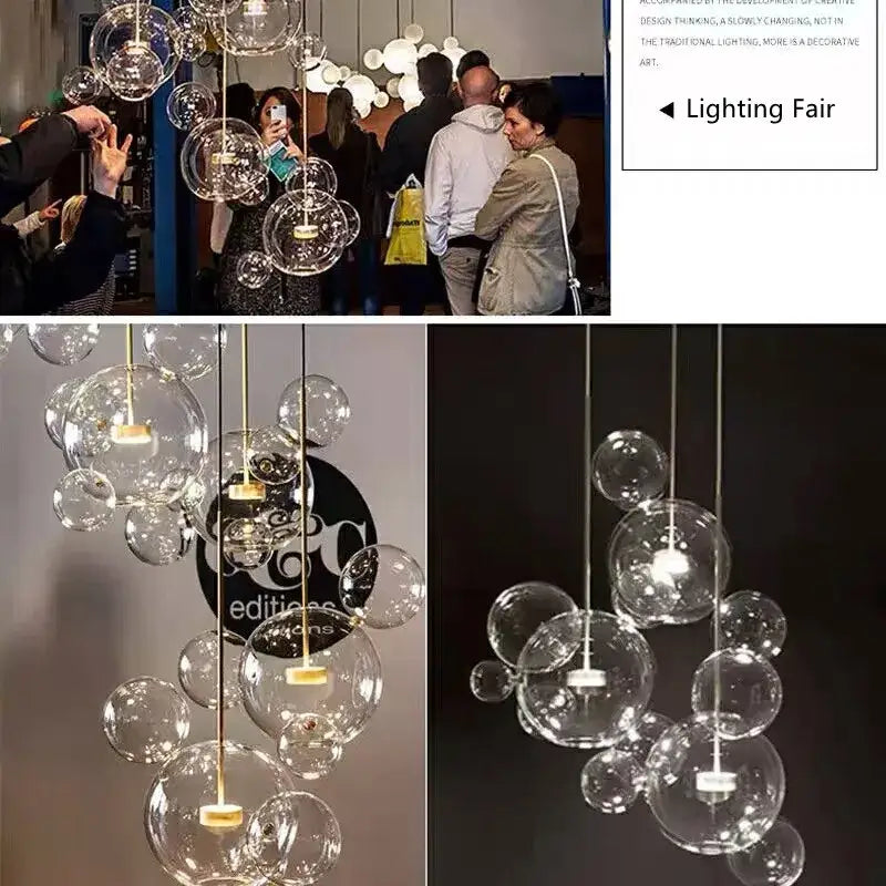 Modern gold bubble glass led chandelier for kitchen
