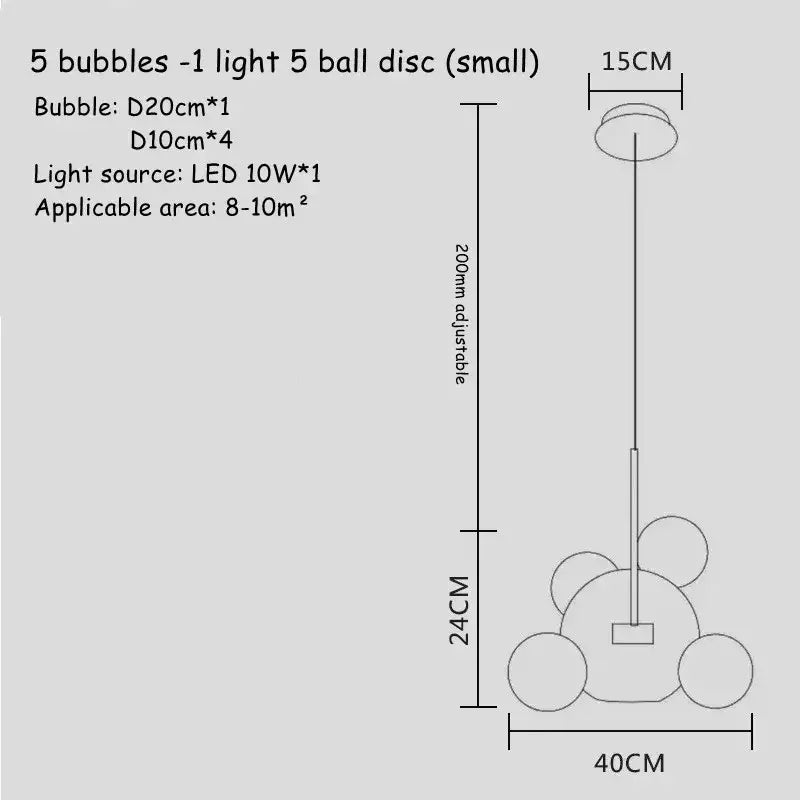 Modern gold bubble glass led chandelier for kitchen