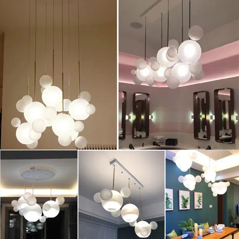 Modern gold bubble glass led chandelier for kitchen