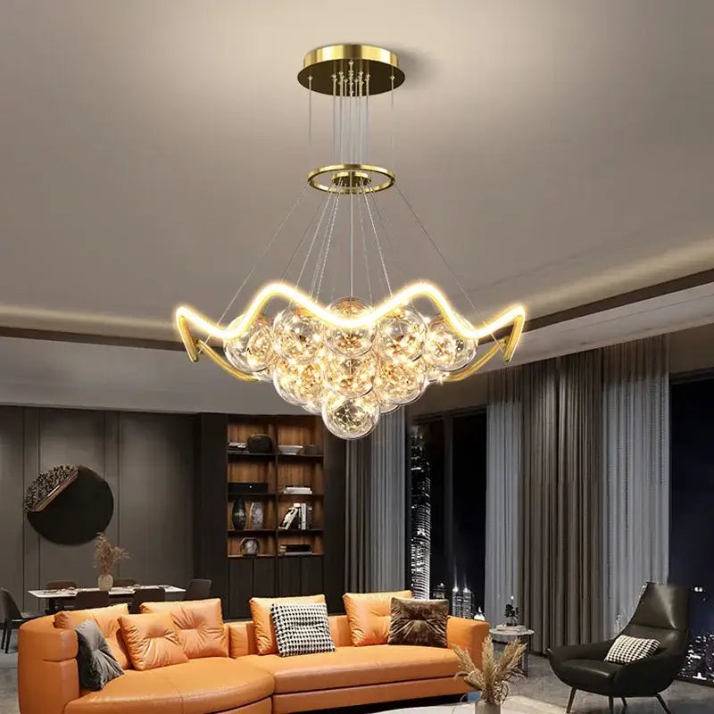 Modern gold bubble pendant chandelier dining room led light