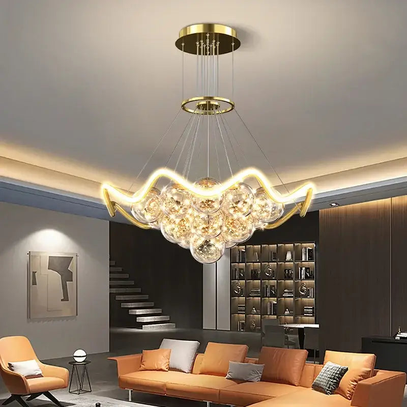 Modern gold bubble pendant chandelier dining room led light