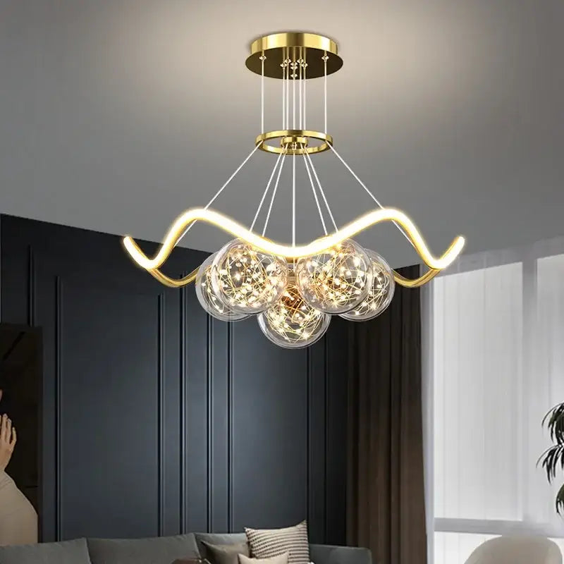 Modern gold bubble pendant chandelier dining room led light