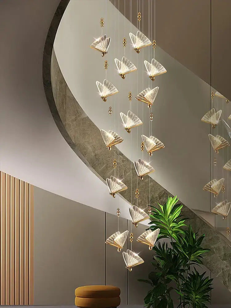 Modern gold butterfly acrylic chandelier living room pendant light