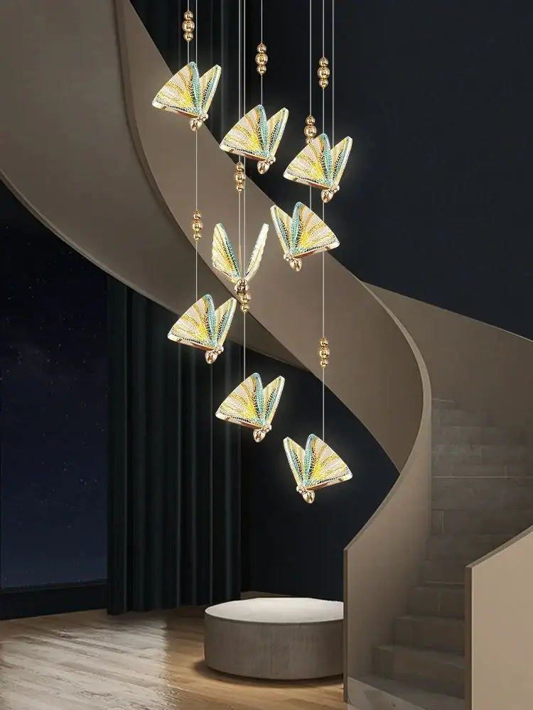 Modern gold butterfly acrylic chandelier living room pendant light