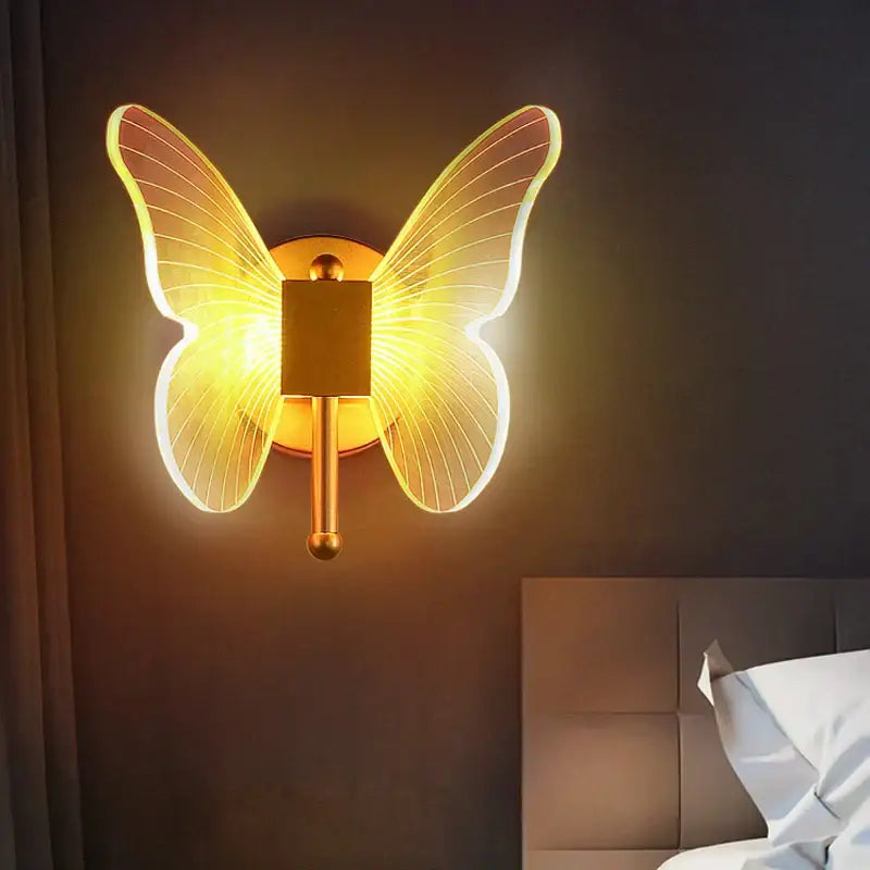Modern gold butterfly acrylic led chandelier bedroom pendant light