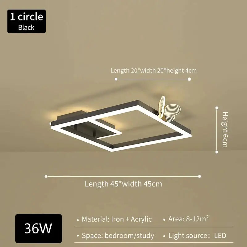 Modern gold butterfly ceiling lamp for living room