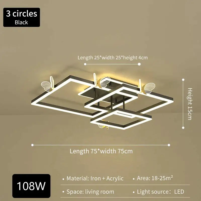 Modern gold butterfly ceiling lamp for living room