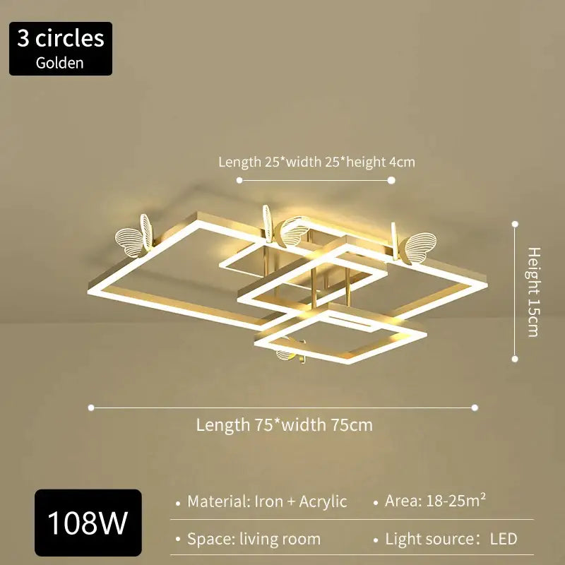Modern gold butterfly ceiling lamp for living room