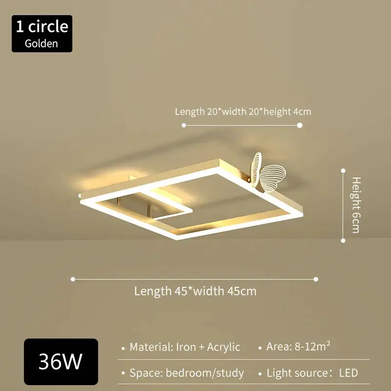 Modern gold butterfly ceiling lamp for living room
