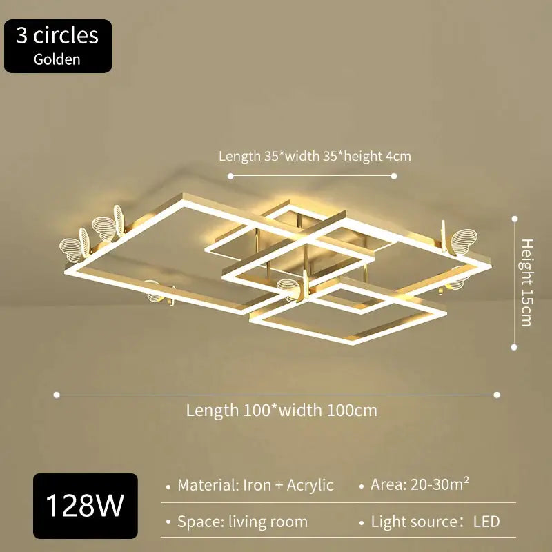 Modern gold butterfly ceiling lamp for living room