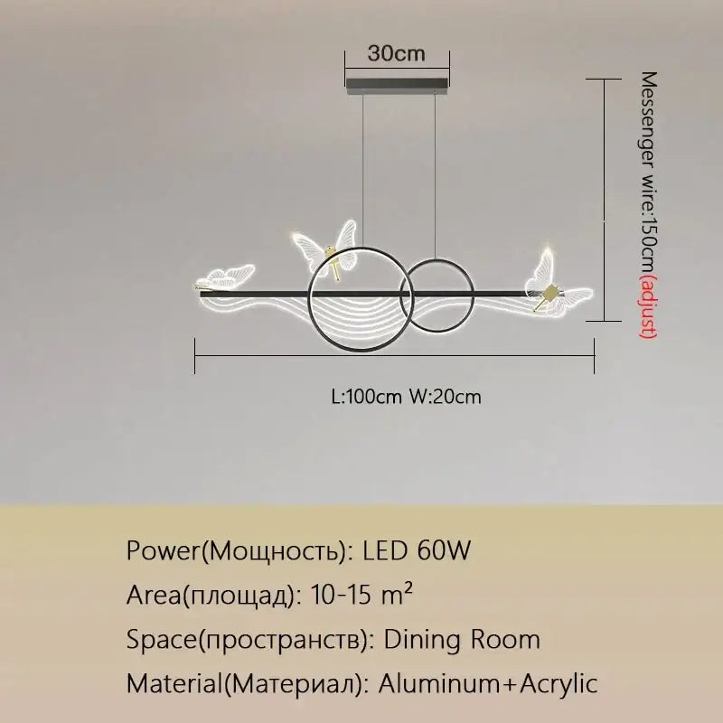 Modern gold butterfly chandelier dining room pendant light