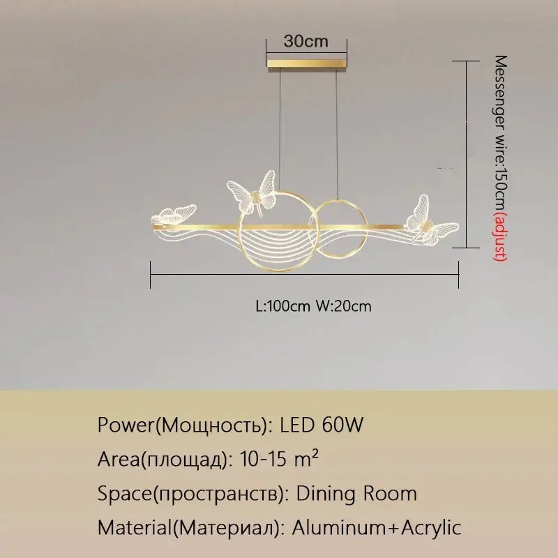 Modern gold butterfly chandelier dining room pendant light