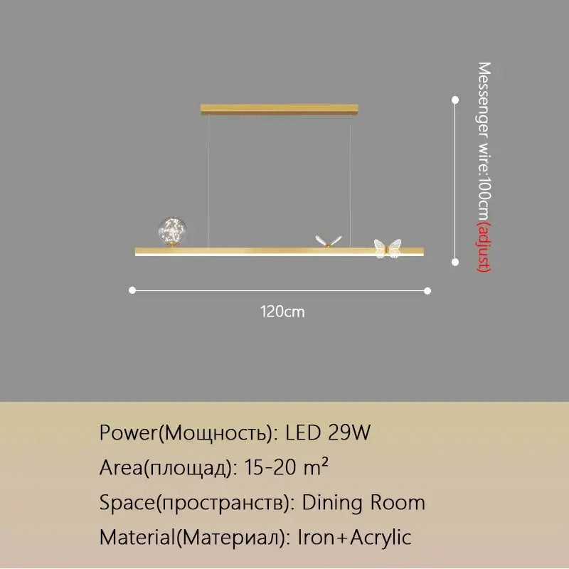 Modern gold butterfly chandelier pendant lamp for dining room