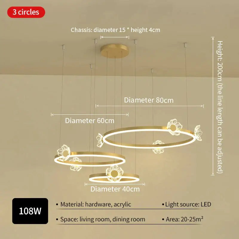 Modern gold butterfly crystal chandelier dining room led light