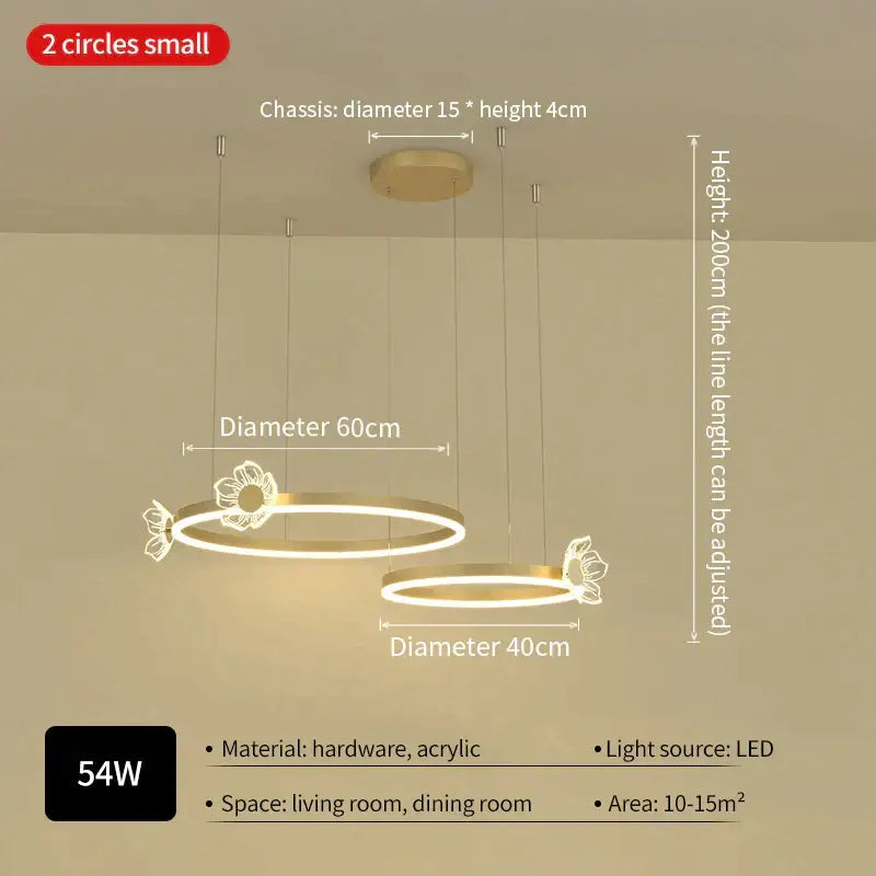 Modern gold butterfly crystal chandelier dining room led light