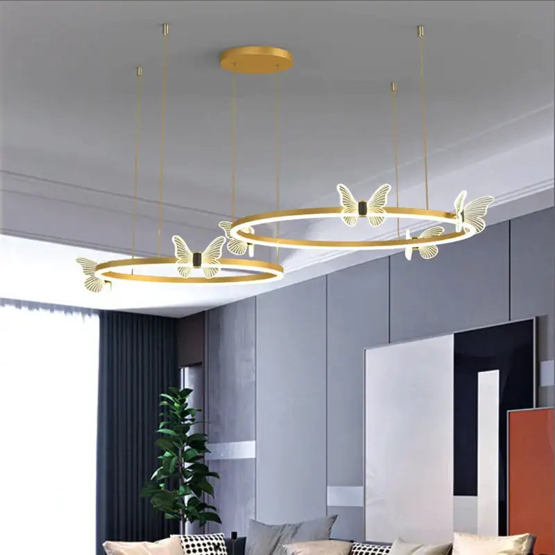 Modern gold butterfly crystal chandelier dining room led light