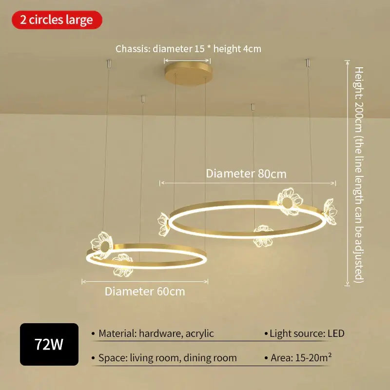 Modern gold butterfly crystal chandelier dining room led light