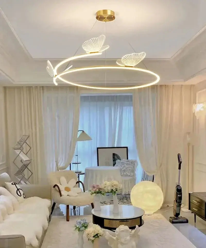 Modern gold butterfly design ceiling chandelier living room light