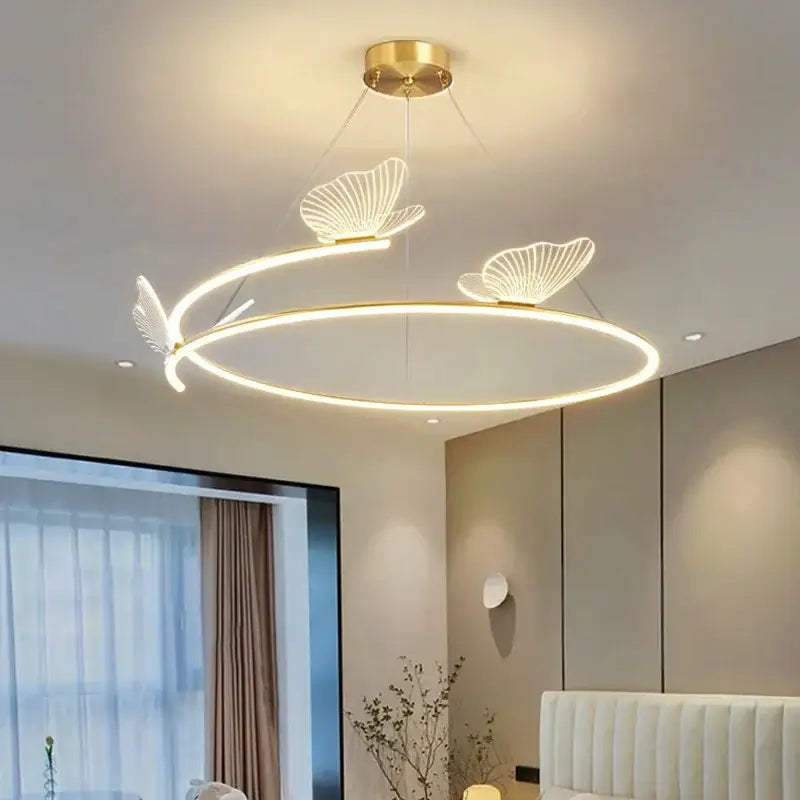 Modern gold butterfly design ceiling chandelier living room light