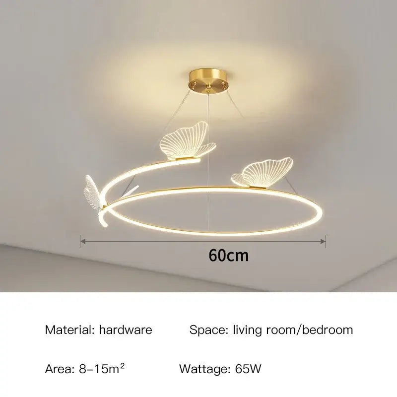 Modern gold butterfly design ceiling chandelier living room light