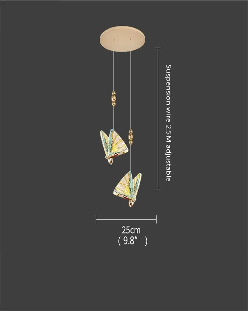 Modern gold butterfly led chandelier bedroom crystal pendant light