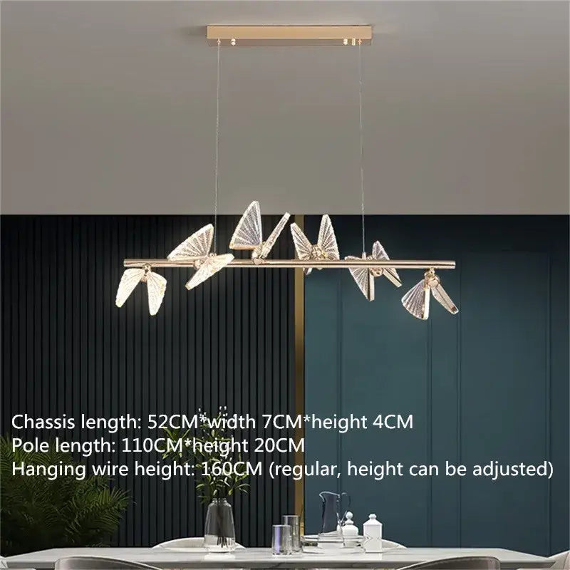 Modern gold butterfly led chandelier bedroom crystal pendant light