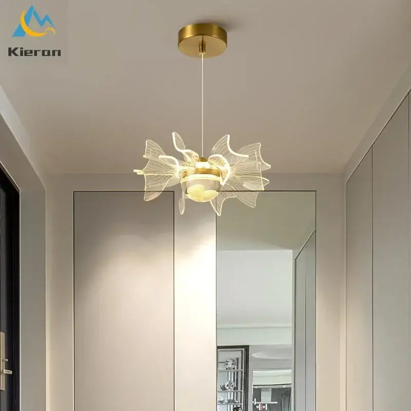 Modern gold butterfly led chandelier dining room glass pendant light