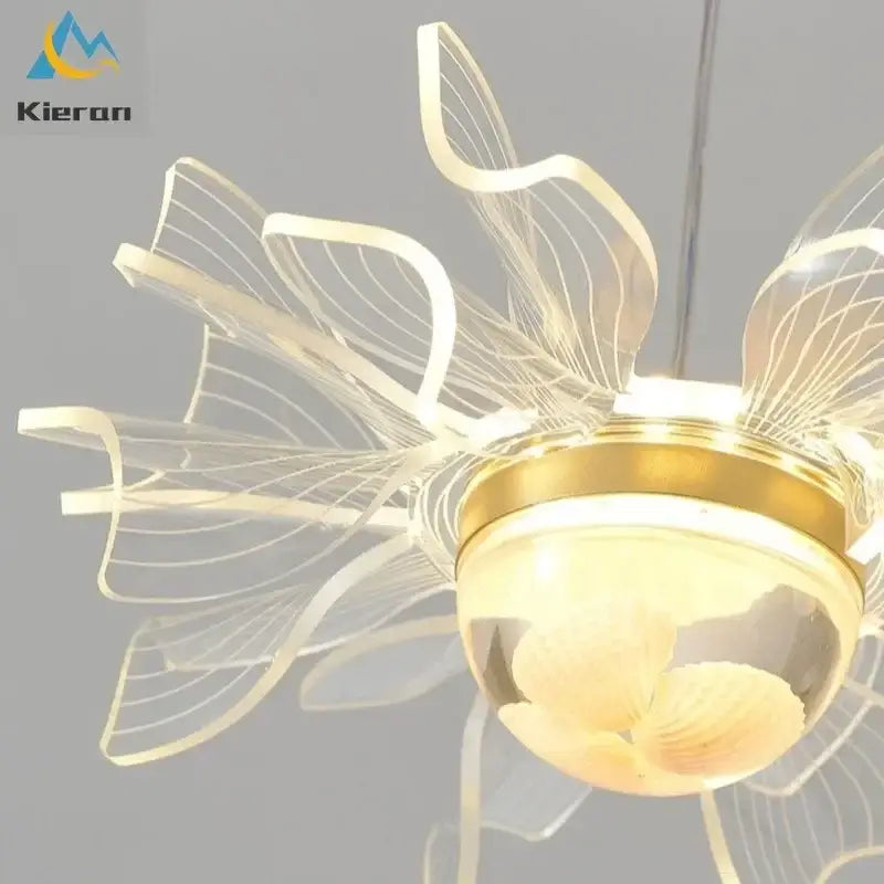Modern gold butterfly led chandelier dining room glass pendant light