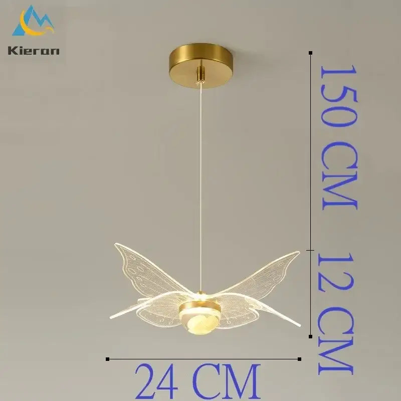 Modern gold butterfly led chandelier dining room glass pendant light