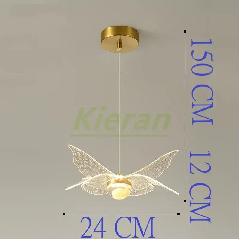 Modern gold butterfly led chandelier dining room glass pendant light