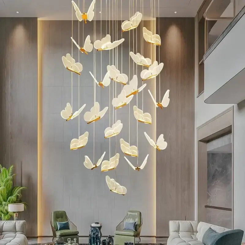 Modern gold butterfly led chandelier living room pendant light