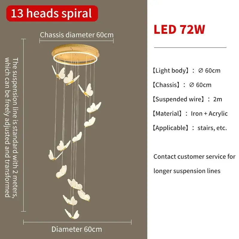 Modern gold butterfly led chandelier living room pendant light