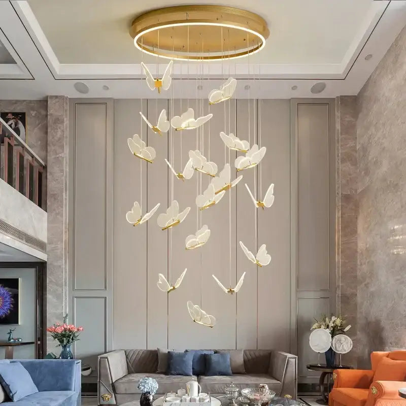 Modern gold butterfly led chandelier living room pendant light