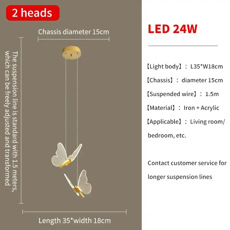 Modern gold butterfly led chandelier living room pendant light