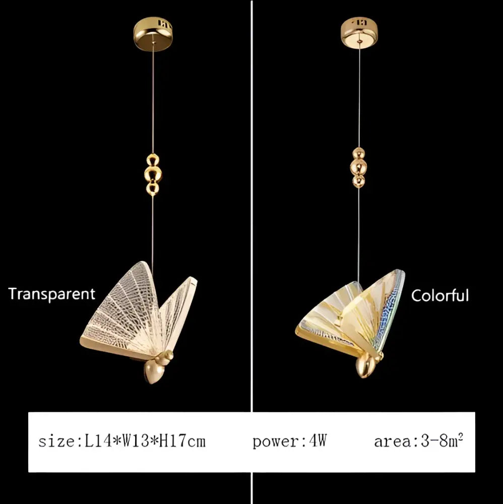 Modern gold butterfly led pendant lamp for bedroom staircase