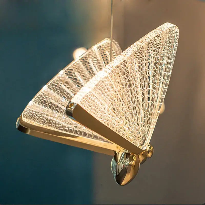 Modern gold butterfly led pendant lamp for bedroom staircase