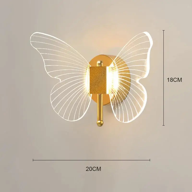 Modern gold butterfly nordic led wall lamp bedroom sconce